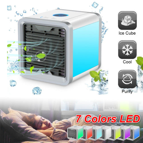 Commodoor Mini Mobile Klimaanlage, Luftkühler, 3 in 1 Klimaanlage, Luftbefeuchter und Luftreiniger, USB Mini Luftkühler mit Wassertank Mini Klimagerät