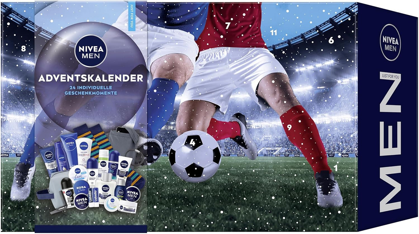 NIVEA MEN Adventskalender 2025 – Pflegeprodukte, Duschgel, Rasierschaum, Gesichtspflege für Mann, Männer, Herren, Weihnachten Kalender ( Wert 220€ )