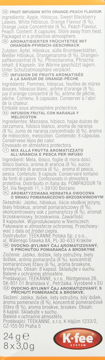 TEEKANNE TEALOUNGE Früchtetee Kapseln Orange Splash No. 822 – Aromatisierter Kapseltee mit Orangensaftkonzentrat & Pfirsich – 6er Pack 8 Kapseln – Vegan, Glutenfrei, Fruchttee Kapselsystem