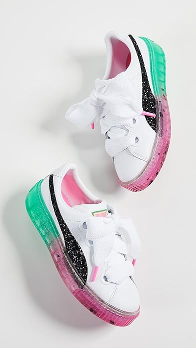 PUMA Damen Platform Sneaker x Sophia Webster Candy Princess Weiß Schwarz Größe 5.5 M US – Leder-Freizeitschuhe mit Plateau, Kordelzugverschluss, Gummisohle, modisches Design für Damen mit schmalem Fußprofil