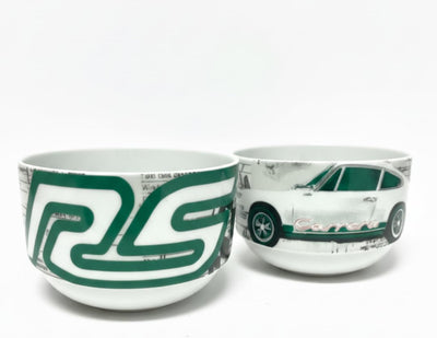 Porsche 911 Carrera RS 2.7 Porzellan Sammler-Schale, Grün, 7,8 x 12 cm, Limitierte Edition, Müslischale, Müsli Schale, Porzellan Sammlerstück, spülmaschinengeeignet