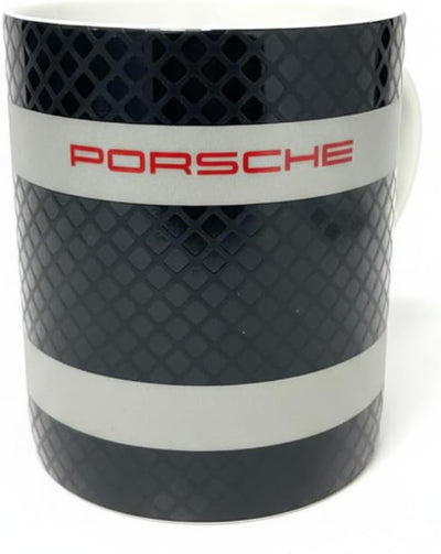 Porsche Becher Racing Collection, Limitierte Porzellan-Sammeltasse, Logo und schwarzer Karbon-Effekt, 500ml Fassungsvermögen Kaffeetasse, Kaffeebecher, Tasse, Becher, Sammlertasse