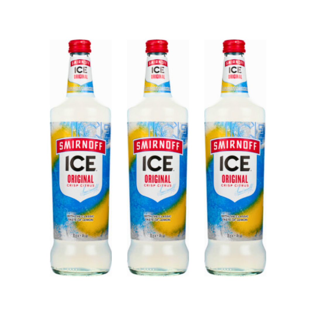 Smirnoff Ice 70CL Crisp Citrus %4 Vol. 3er Vodka Erfrischendes Mixgetränk mit Wodka und Zitrone – Fertig gemixtes alkoholisches Getränk in Flaschen