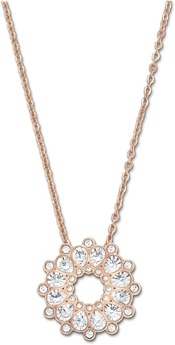 Swarovski Damen Halskette Asset 5048035 mit Blumenanhänger, Rotgold Vergoldet, 42 cm Länge, Kristall Schmuck mit Swarovski-Stein, Vergoldete Zargenfassung, Elegante Damenkette für festliche Anlässe