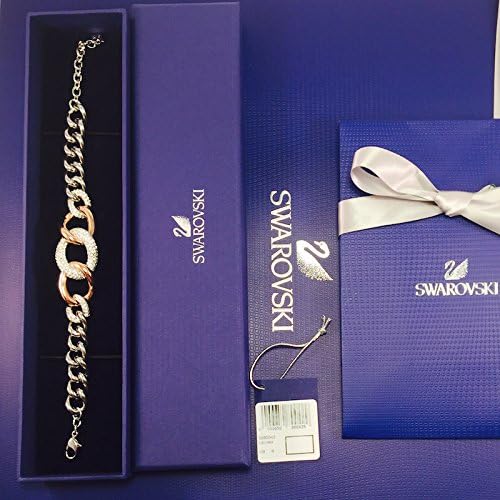 Swarovski Bound Damen Armband 5080042, Verstellbar, Roségold Vergoldetes Glasarmband mit Verstecktem Sicherheitsverschluss, Kristallverzierter Schmuck für Eleganz und Alltag