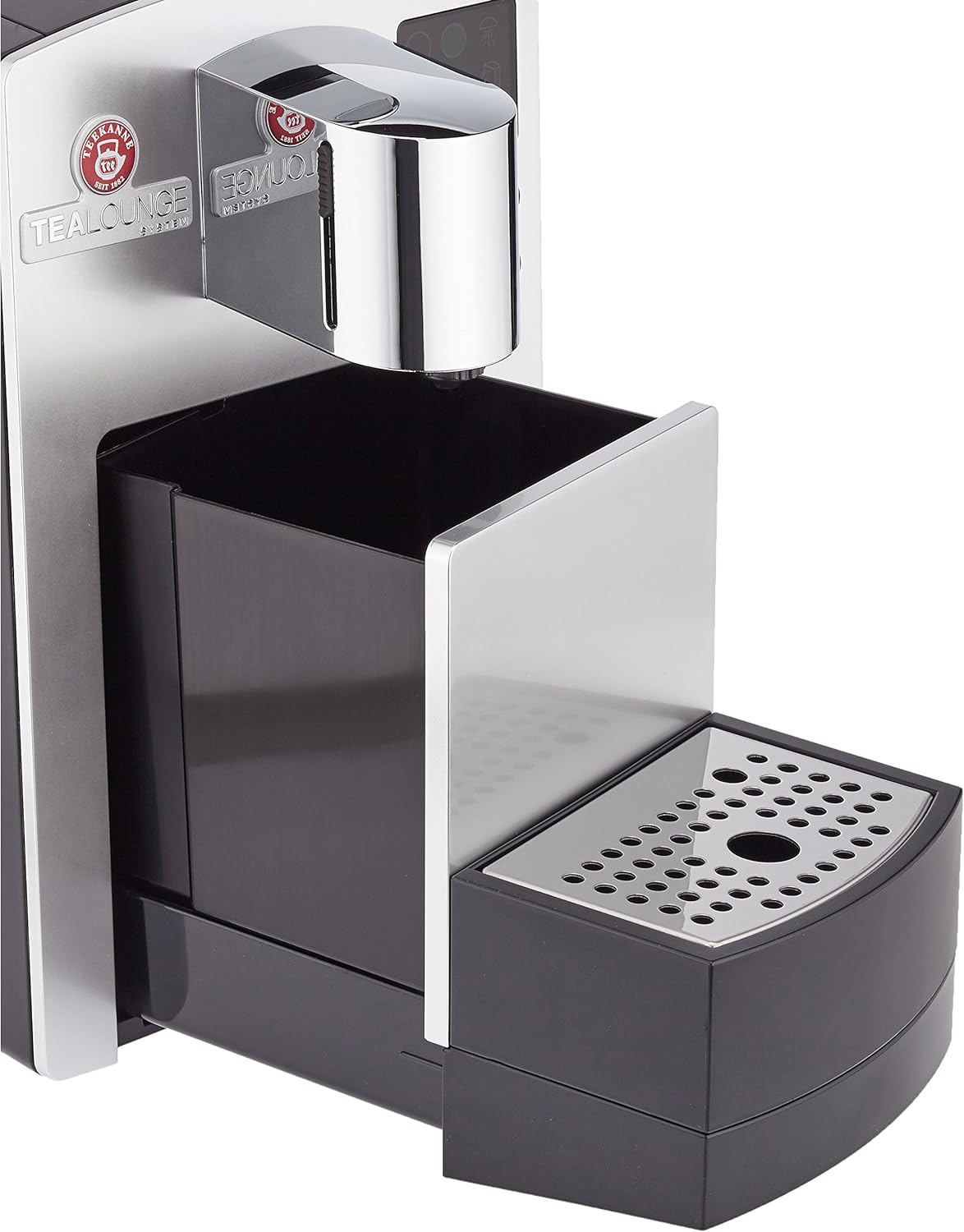 TEEKANNE Professional Tealounge System 7171 Hochkapazitive Teekapselmaschine mit Wasserfilter und patentiertem Aufbrühsystem für Büros, Gastronomie, Empfang und Großbedarf an Tee in Silber