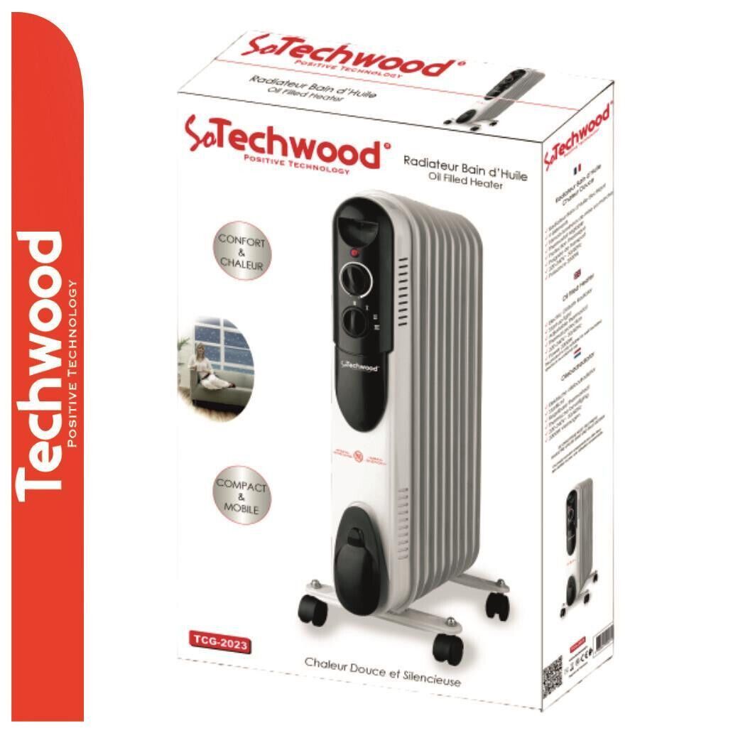 Techwood Öl-Radiator Heizkörper 2000W mit Thermostat, mobiler Heizlüfter mit Konvektionswärme, Sicherheits-Heizung mit Überhitzungsschutz und Rollen, Weiß, effizienter Elektroheizer