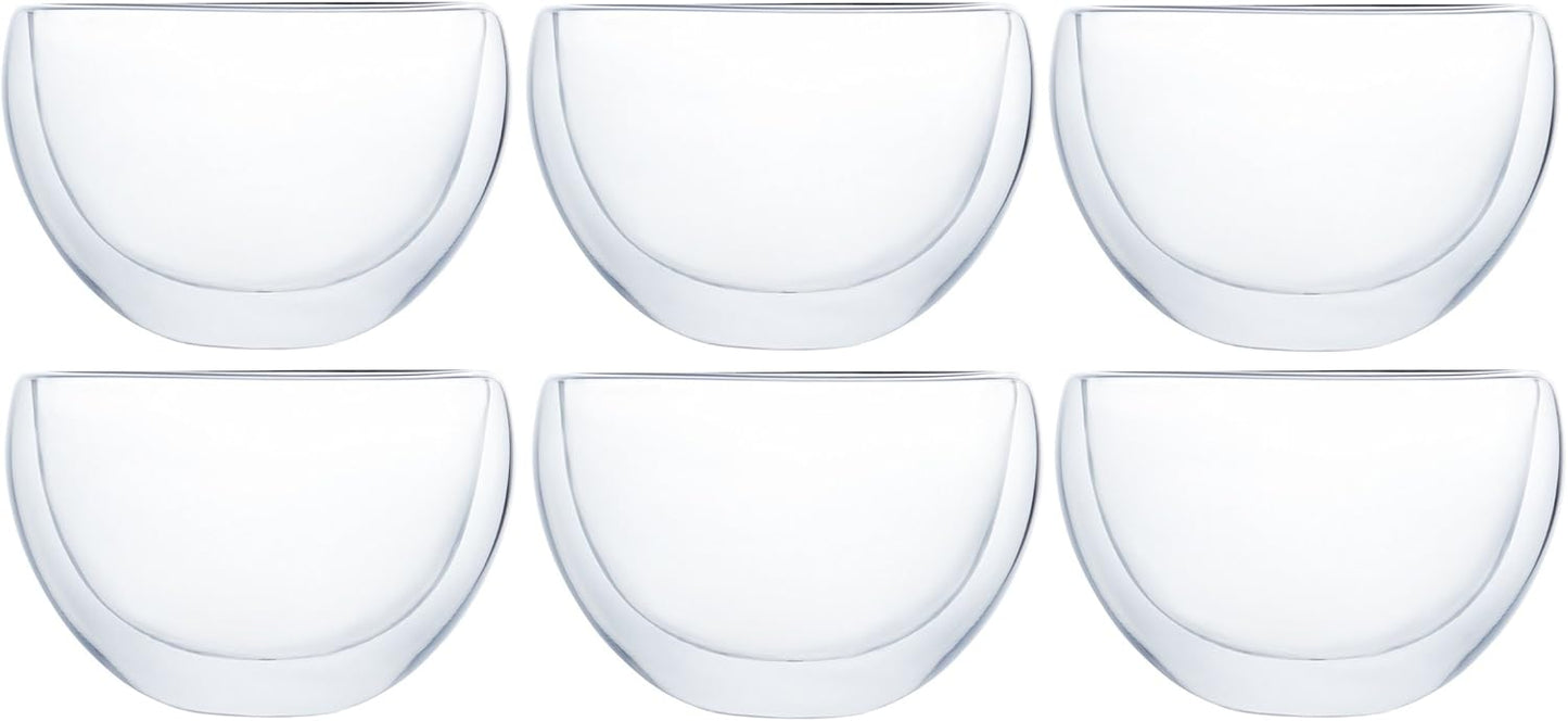 Klasique Doppelwandige Teegläser/Doppelwandglas 300 ml, Thermoglas mit Schwebeeffekt im 6er Set, für Espresso, Tee, Eistee, Säfte, Wasser, Cola, Cocktails geeignet
