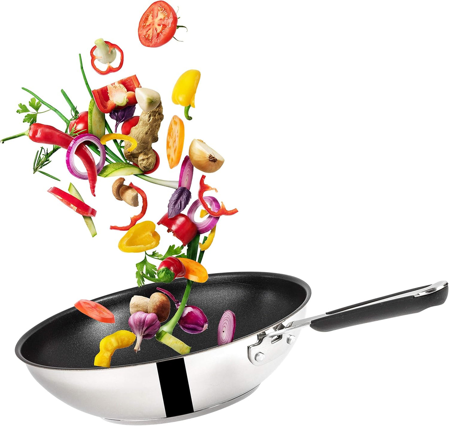 Tefal E30 Jamie Oliver Set 4 Wokpfanne Induktion 28 cm, Wokpfanne mit Antihaftbeschichtung, Spülmaschinenfest, Rutschfester Griff, Für Alle Herdarten, Silber, Hitzebeständig bis 260°C