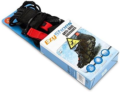 EzyShoes Traction Cleats Überschuhe mit Metallklammern – Rutschfeste Überschuhe zum Laufen auf Schnee, Eis & nassem Boden – Schuhspikes für Winter, Outdoor & Alltag – Größe L Schwarz