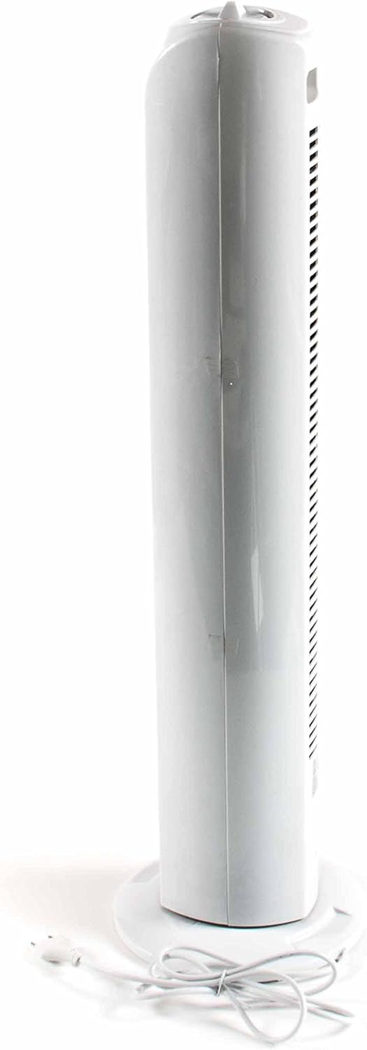 Commodoor Interior Turmventilator – Leiser Turmventilator mit 3 Stufen 77cm Höhe, Säulenventilator für Innenräume, platzsparender Standventilator mit Oszillation, energiesparend, weiß, leistungsstark für Wohnzimmer & Büro