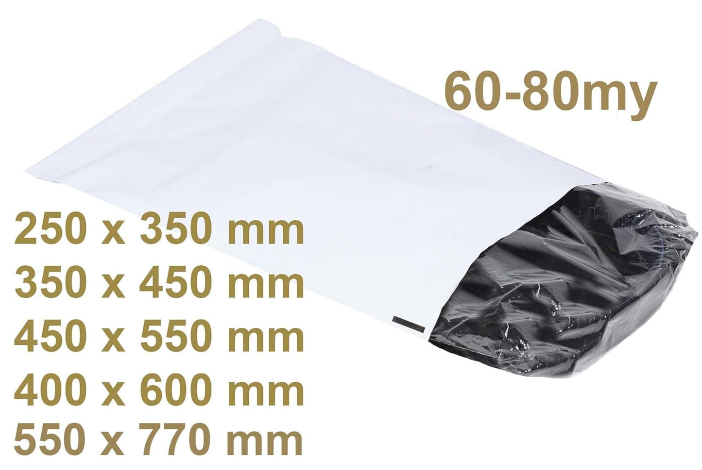 100x schwere LDPE Coex Versandtaschen Weiß-Schwarz 25x35 35x45 40x60 55x77mm 60my 80my reißfest selbstklebend Versandbeutel Verpackungstaschen Polybeutel für große und schwere Artikel