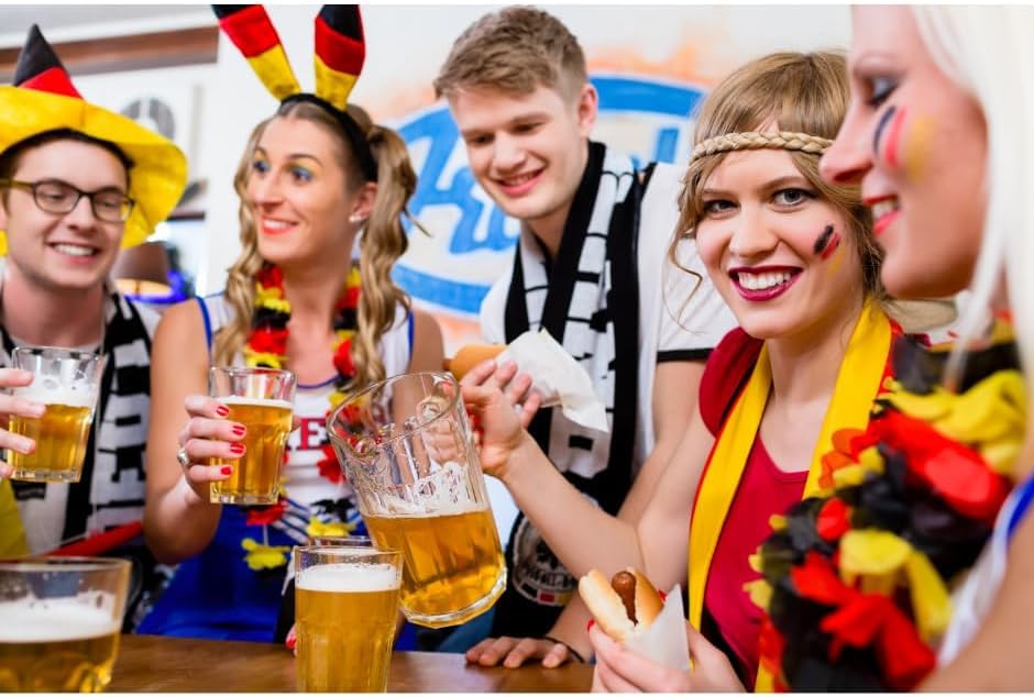 JUNG Wimpelkette 10m mit 25 Deutschland Flaggen Schwarz Rot Gold – EM 2024 Fußball Fanartikel Set für Damen Herren Kinder – Outdoor Party Auto Deko Kette Fanpaket Fanartikel Deutschland