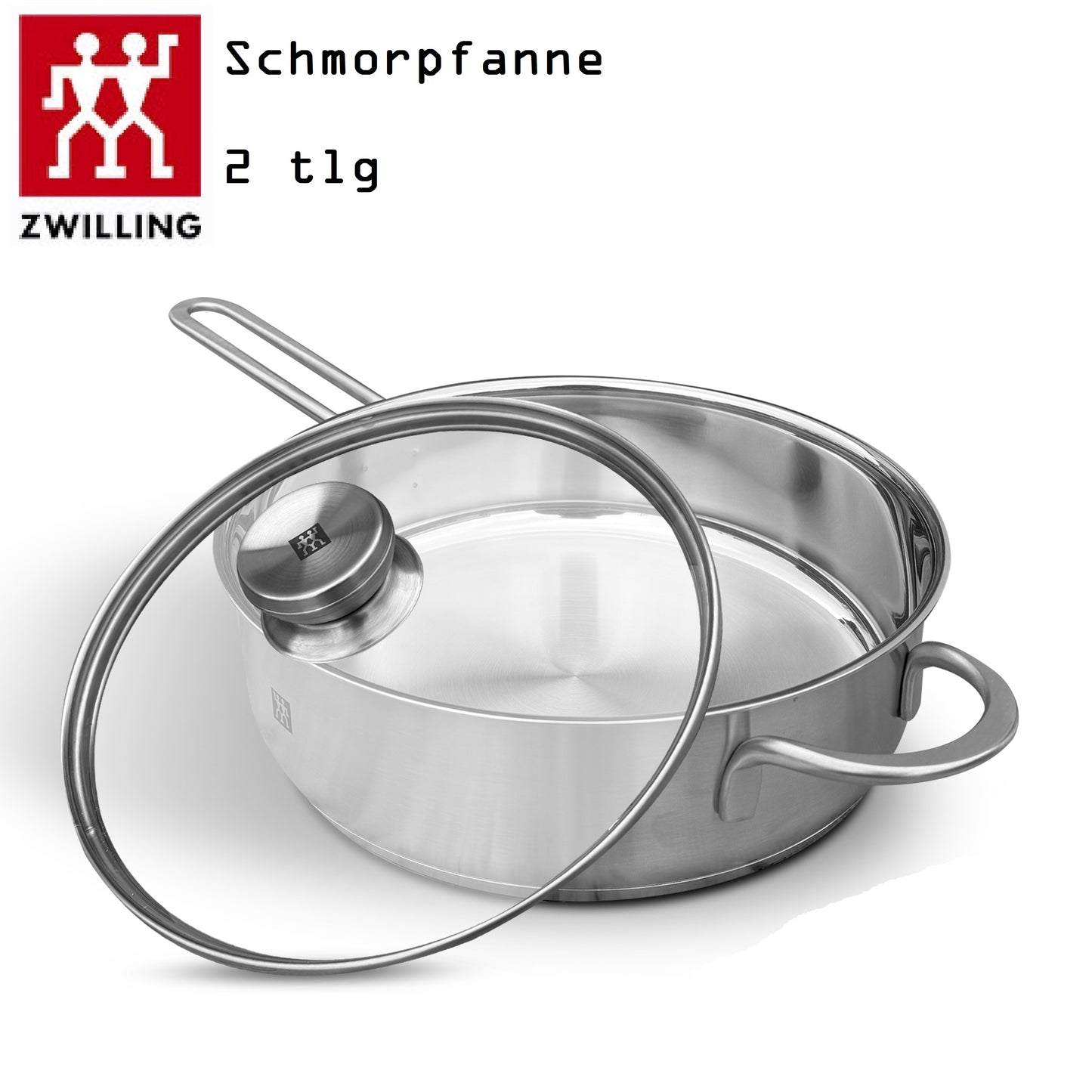Zwilling Twin Nova Schmorpfanne 24 cm mit Deckel – Edelstahl, Induktionsgeeignet, Hitzebeständig bis 300°C, Spülmaschinengeeignet, Kratzfest, Perfekte Wärmeverteilung, für alle Herdarten geeignet