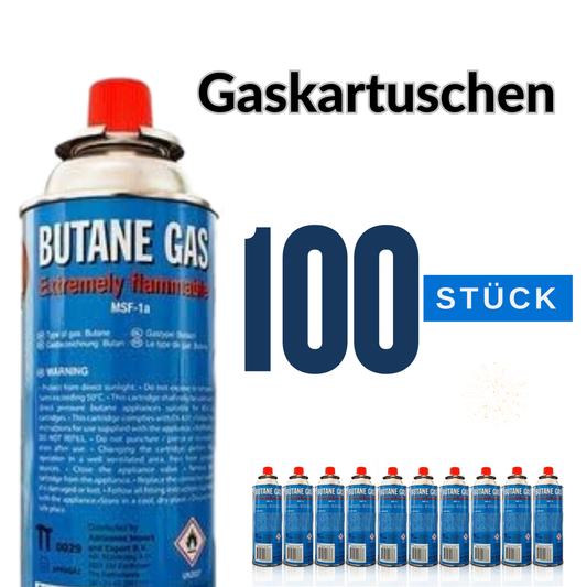 Allride MB-08 Butangaskartuschen 100 Stück 227g für Gaskocher, Campingkocher, Gasgeräte, Unkrautbrenner, Gasherd, Gasnachfüllung für Outdoor und Notvorrat – langlebige Gasversorgung im Großpack Gas