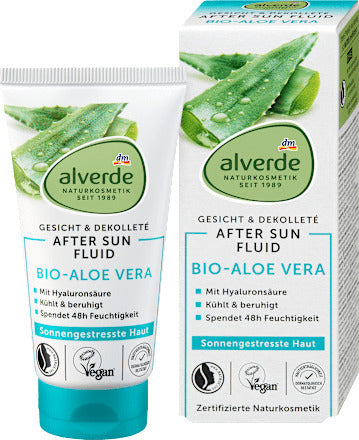 alverde NATURKOSMETIK After Sun Fluid Gesicht mit Aloe Vera, 50 ml