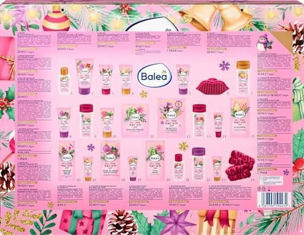 Balea Beauty Adventskalender Bath 2025 Luxus Edition mit Körperöl, Shampoo Winter Repair, Hand & Nagel Balsam, für Frauen und Damen, ( WERT : 100 € )