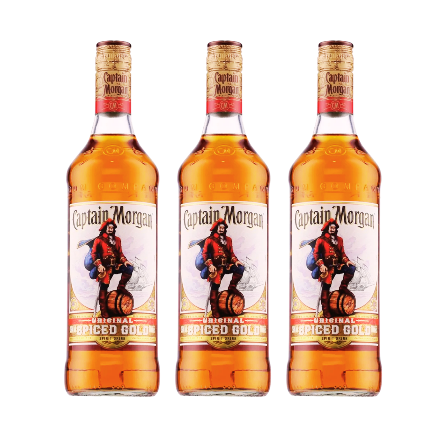 Captain Morgan Spiced Gold Rum 3er 0,7l Alkohol Set – Karibischer Original Gewürzrum mit 35% Vol., Premium Rum Spirituose mit Vanille-Note, Spiced Rum Mixgetränk Klassiker für Cocktailliebhaber - Alcohol