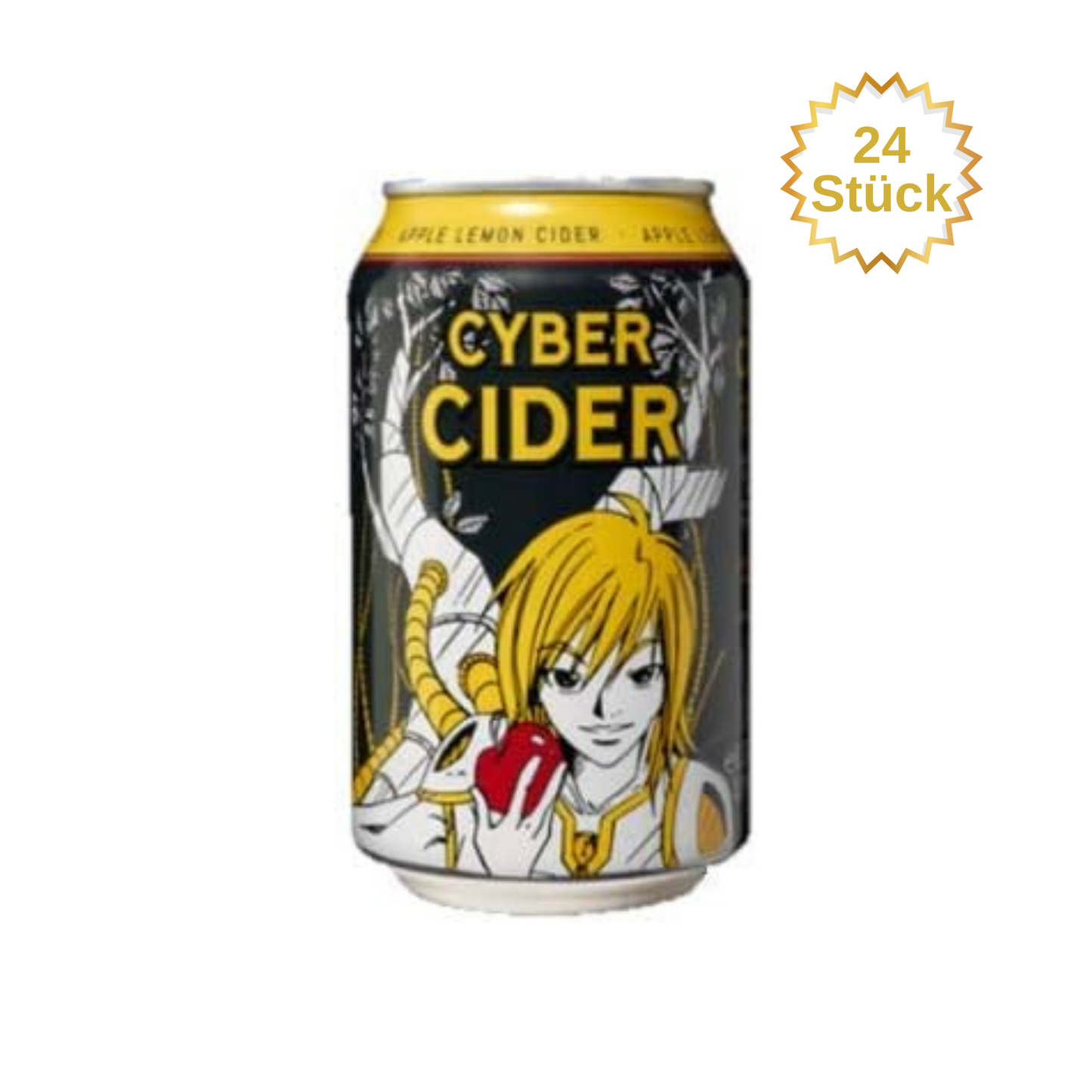 Kelterei Heil Cyber Cider Lemon Apfelwein 24 x 0,33 L Dosen – Apfel-Zitronen Cider, alkoholarmer Apfelwein-Drink mit 3,1–4 % vol., glutenfrei, pfandfrei, fruchtig-erfrischend, hergestellt in Deutschland