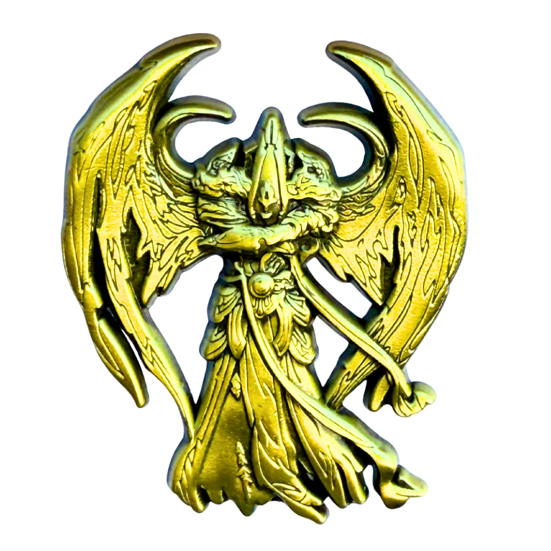 Diablo IV Malthael Emaille Gold Pin – Reaper of Souls Todesengel Sammler Anstecker – Blizzard lizenziertes Videospiel Accessoire – Dunkle Fantasy Emaille Pin – Gothic Gaming Pin