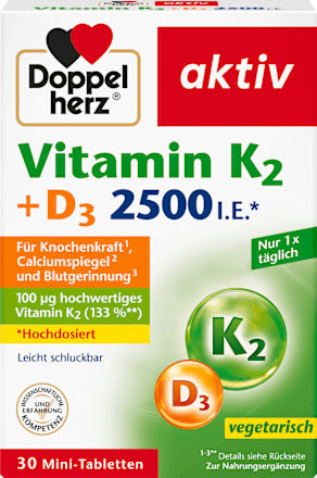 Doppelherz Vitamin K2 + D3 2500 I.E. Tabletten 30 St, 13,1 g
