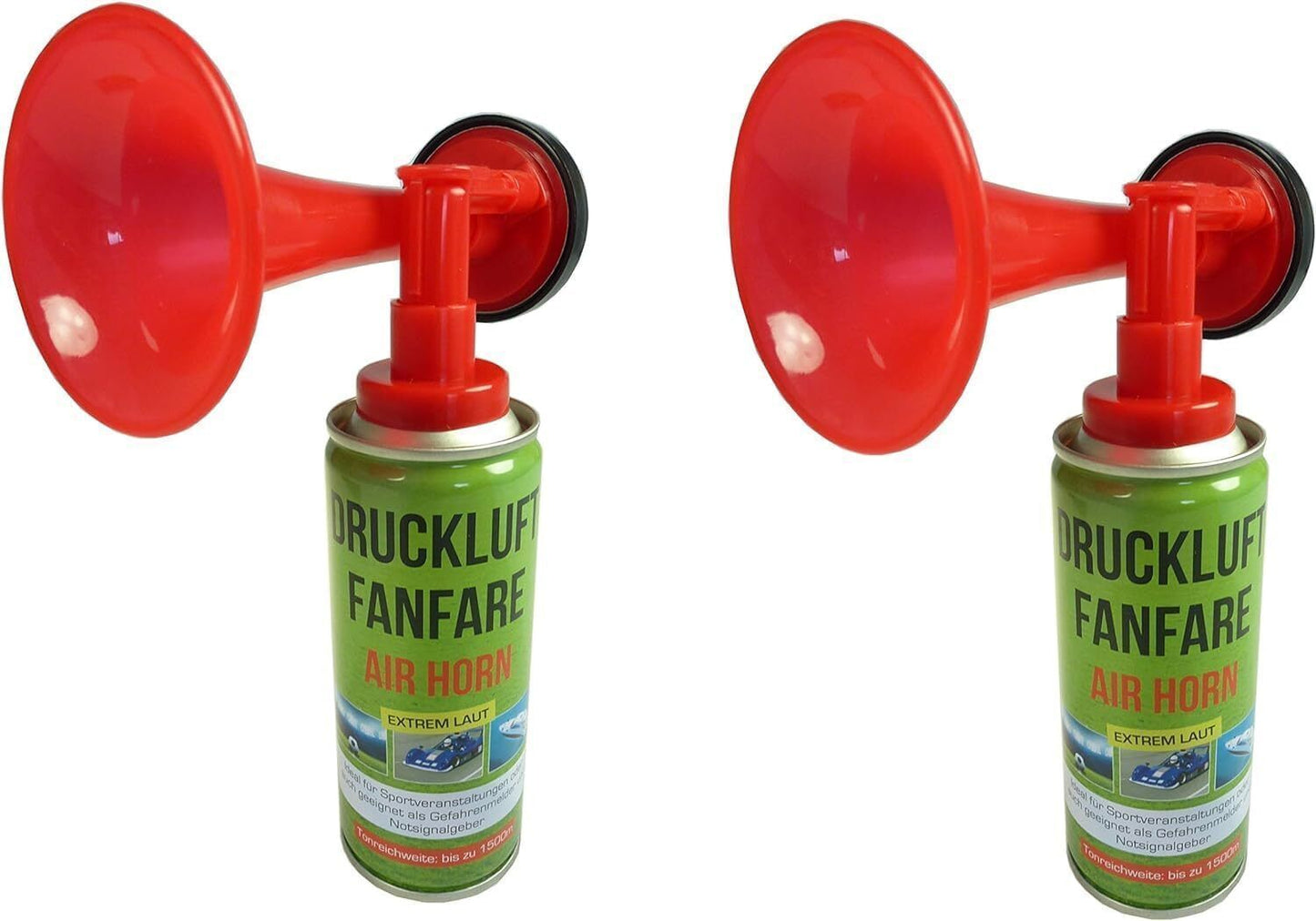 JUNG 2x Airhorn Druckluftfanfare 210ml Gashorn Fanartikel EM 2024 Deutschland Schwarz Rot Gold Signalhorn Stadionfanfare Fußball Outdoor Fanfare Damen Herren Fanpaket Set laut