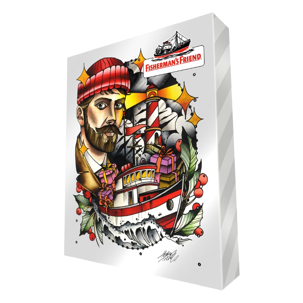 Fisherman’s Friend Adventskalender 2025 Unisex – 24 Türchen, 13 Sorten Menthol-Pastillen, vegane & glutenfreie Bonbons Advent Kalender für Herren und Damen, Advent Calendar, Weihnachtskalender
