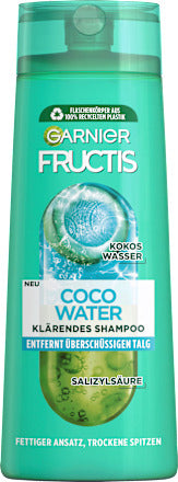 GARNIER FRUCTIS Shampoo Coco Water, fettiger Ansatz & trockene Spitzen, 400 ml