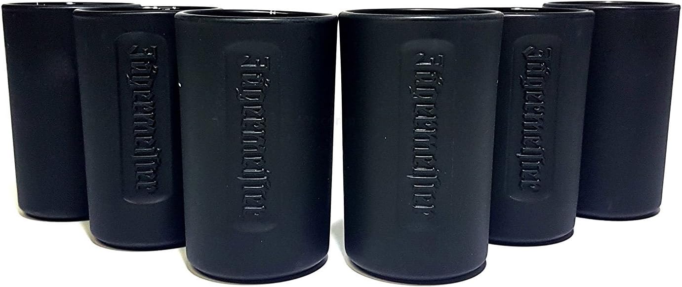 Jägermeister Shotgläser Set - 6 hochwertige Shotgläser, 2cl geeicht, perfekt für Spirituosen, robustes Glas, spülmaschinenfest, für Jägermeister, Vodka, Rum, Tequila & mehr – Schwarz