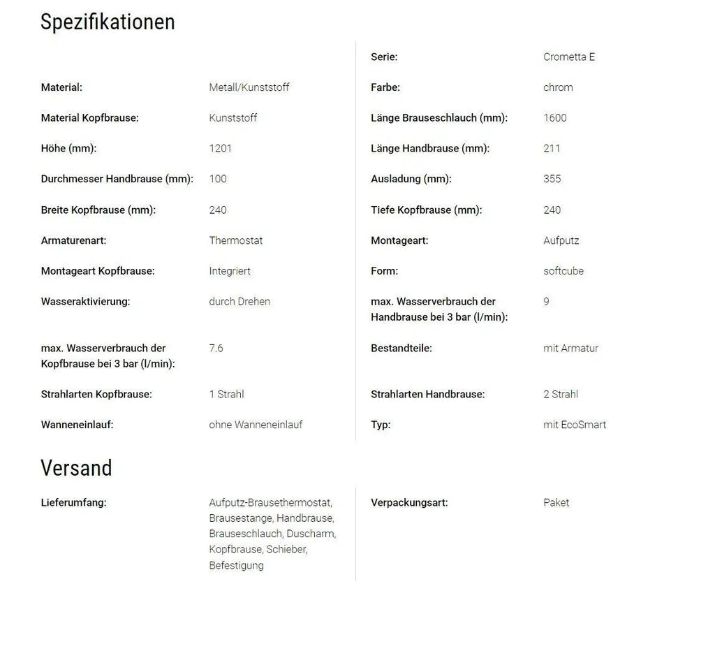 Hansgrohe Crometta E 240 Duschsystem mit Thermostat und Handbrause – Wassersparende Regendusche mit QuickClean und EcoSmart, verchromt, Komplettset für modernes Duscherlebnis