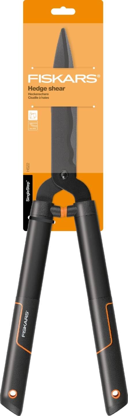 Fiskars SingleStep 60cm Heckenschere HS22 mit gezacktem Wellenschliff, ergonomischem Puffergriff, gehärtetem Stahl, manuelle Hecken-, Strauch- und Buschschere, langlebig, komfortabel, 840 g