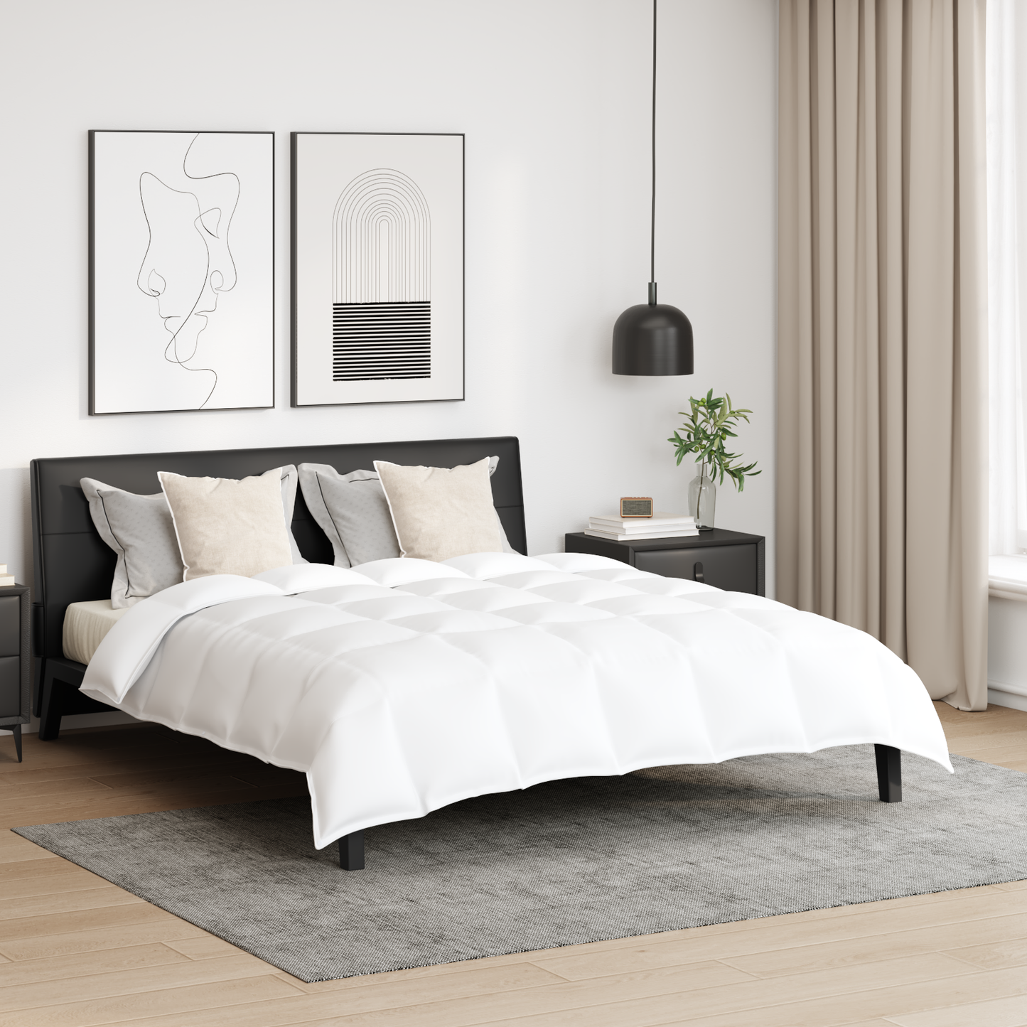 JUNG Vida Bettdecken Set mit Kissen 3 pcs Weiß Daunenfeder