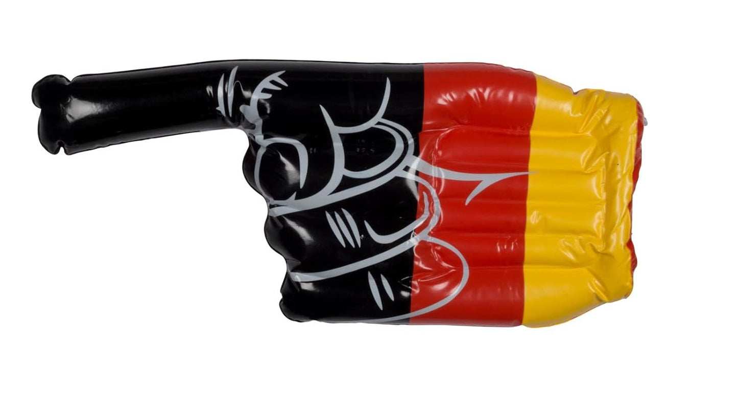 JUNG Aufblasbare Fan-Hand Deutschland – Leichtes und Wiederverwendbares Fan-Accessoire in Schwarz-Rot-Gold für die Fußball-EM 2024, Ideal für Stadion, Public Viewing und Zuhause