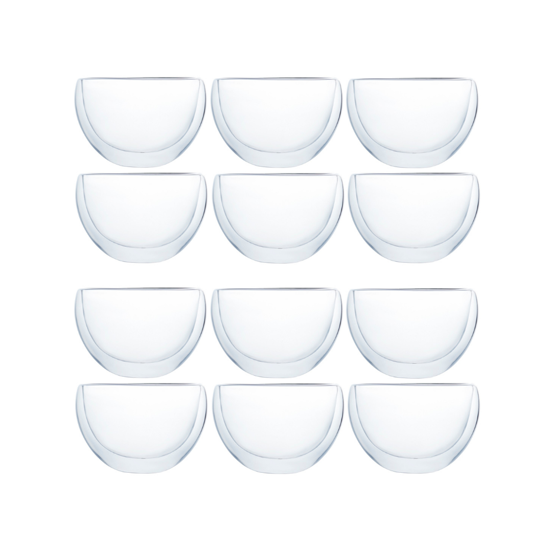 Klasique Doppelwandige Cappuccino Gläser 300ml – 12er Set extrabreit, Schwebeeffekt Teeglas, doppelwandige Borosilikatglas Gläser Doppelwandig