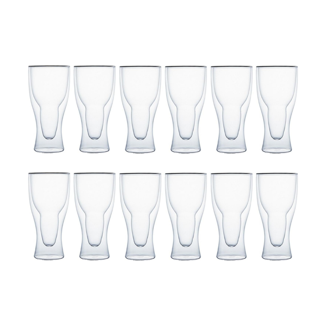 Klasique Doppelwandige Latte Macchiato Gläser 400ml, 12er Set, Thermogläser Schwebeeffekt, Borosilikatglas, hitzebeständig, Cappuccino Gläser