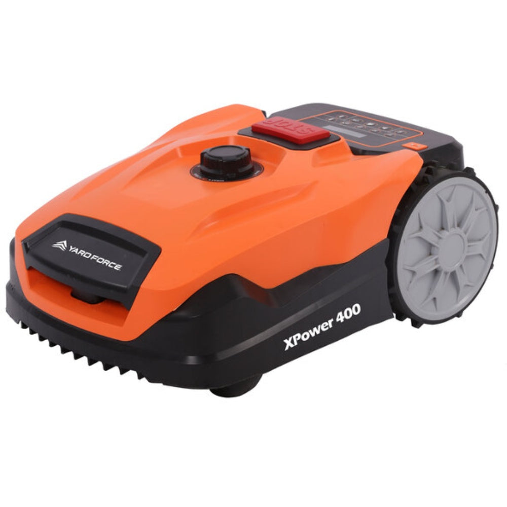 YARD FORCE Rasenroboter XPower 400 mit Bluetooth-App, Mähgarage mit Klimatisierung, Sensorik-Schutzsystem und Mulchfunktion für automatische Pflege von Rasenflächen bis zu 800 m²