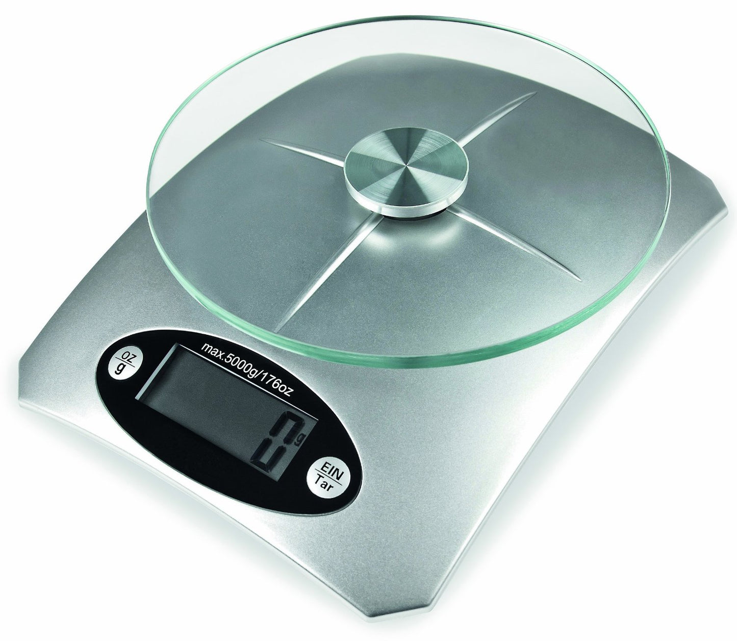 MIA Edelstahl Küchenwaage mit Wiegeteller, Präzisionswaage für Küche, Briefwaage, Feinwaage, 5 kg Kapazität, 1 g Genauigkeit, Edelstahl Wiegeteller, LCD Display, Energieeffizient, Tara-Funktion