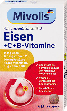 Mivolis Eisen + C + B-Vitamine Tabletten 40 St, 24 g