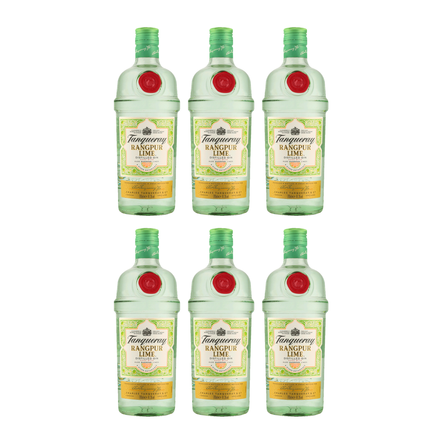 Tanqueray Rangpur 0,7l 41,3% Vol. 6er Alkohol Set – Zitrus Gin mit Rangpur-Limette – 3x 0,7l Tanqueray Gin Set – London Dry Gin mit Limetten-Aromen – Frischer Gin für Cocktails, Tonic & Longdrinks - Alcohol