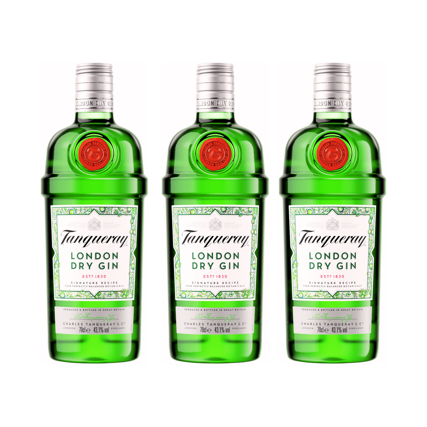 Tanqueray London Dry Gin 43,1% Vol. 3er 0,7l Alkohol Set – Klassischer Wacholder-Gin, Premium-Gin aus Schottland, ideal für Gin Tonic, Cocktails & puren Genuss, Hochprozentiger Dry Gin für Kenner - Alchohol