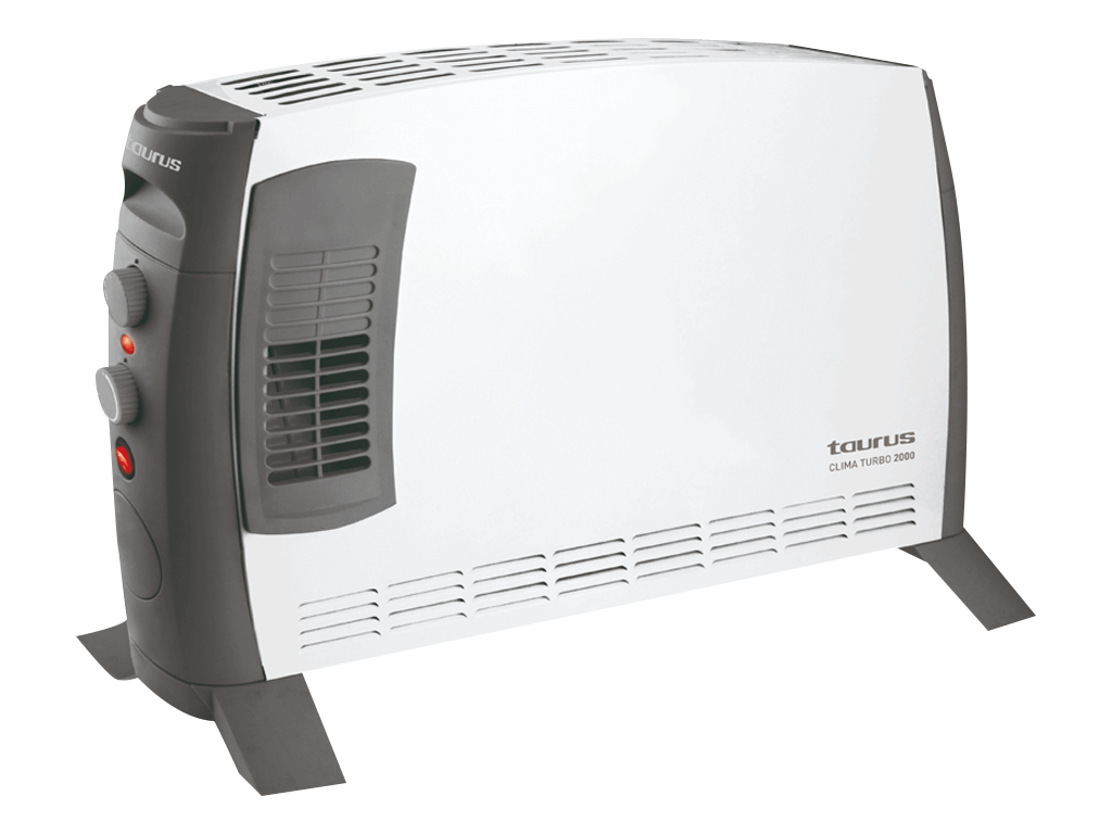 Taurus Elektroheizung Clima Turbo 2000W Konvektor mit 3 Heizstufen, regelbarem Thermostat, Turbo-Funktion, leisem Betrieb, tragbar und stabiler Standheizkörper für Innenräume in Weiß