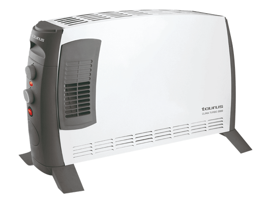 Taurus Elektroheizung Clima Turbo 2000W Konvektor mit 3 Heizstufen, regelbarem Thermostat, Turbo-Funktion, leisem Betrieb, tragbar und stabiler Standheizkörper für Innenräume in Weiß
