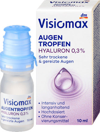 Visiomax Augentropfen mit 0,3% Hyaluron, ohne Konservierungsmittel, 10 ml