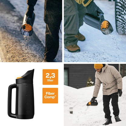 Fiskars Solid Handstreuer 1057076 aus glasfaserverstärktem Kunststoff, für Sand, Salz, Dünger, mit 3-Stufen Dosiersystem, 286 g, wetterfestes Streugerät für Garten, Balkon, Beet, Gewächshaus