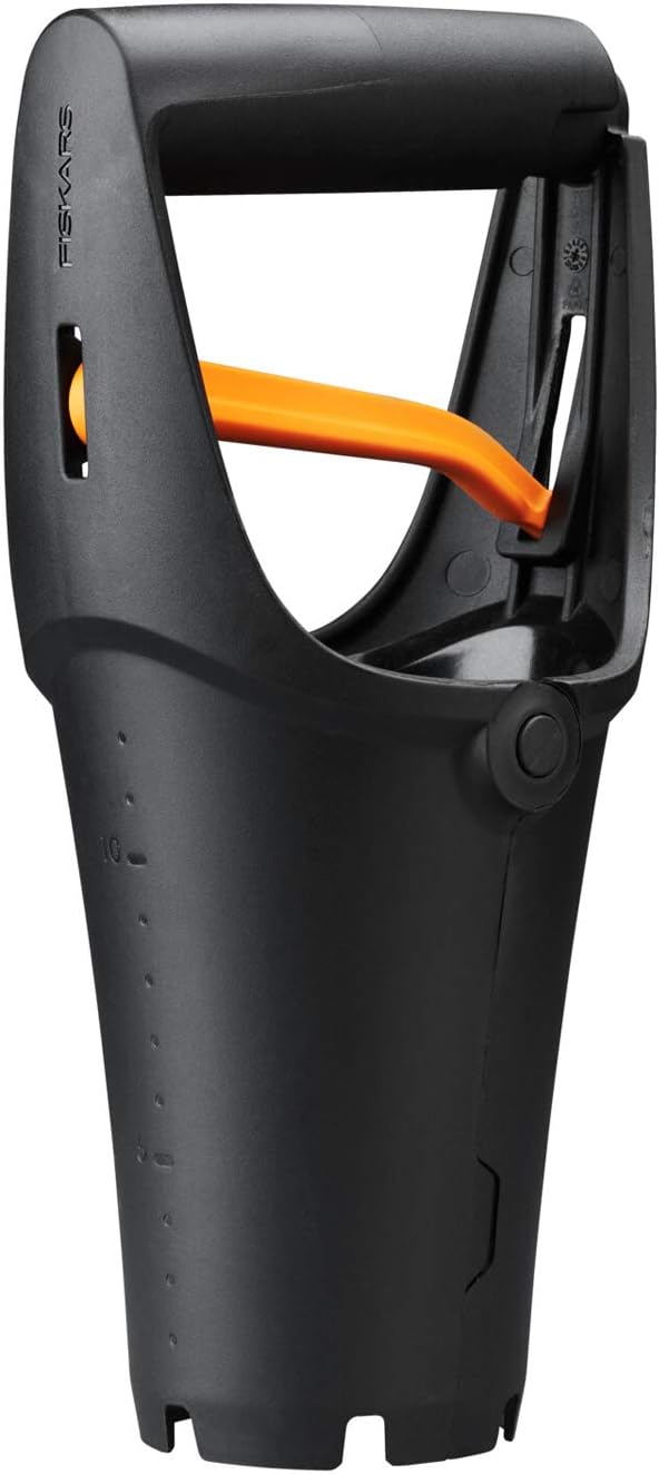 Fiskars Solid Blumenzwiebel-Pflanzer 1057079 aus wetterfestem Kunststoff, ergonomisch, leicht, gezahnte Klinge mit Tiefenskala, für Zwiebeln und Setzlinge, präzises Handwerkzeug 258 g, 24 cm