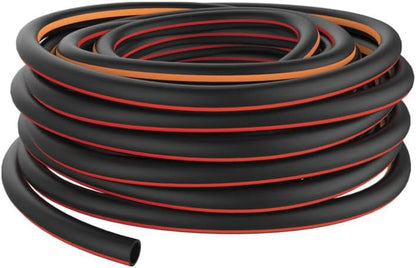 Fiskars Wasserschlauch M-L 25 m, Robuster Gartenschlauch 3/4'', Druckgeprüft, UV-beständig, Verwindungssteif, Phthalatfrei, Hochwertiger Kunststoff Wasserschlauch für Garten, 5 kg, Schwarz/Rot