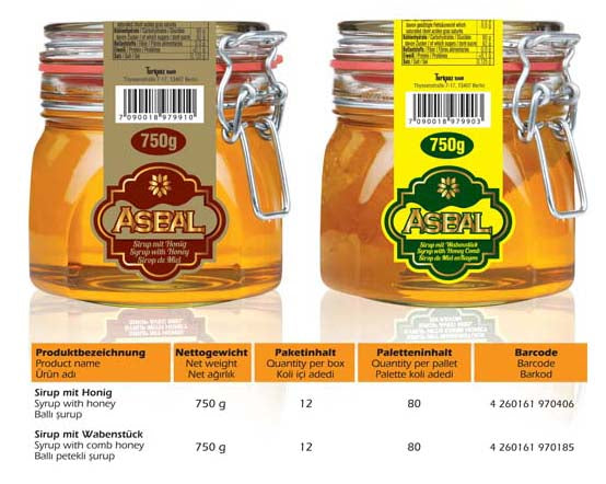 Asbal Petekli Glas süßer Brotaufstrich 750g Honig
