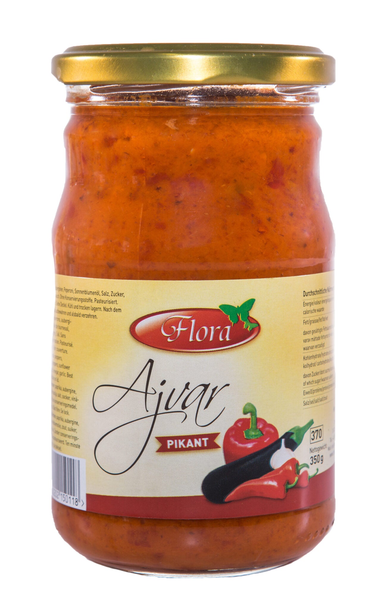 Flora Ajvar Pikant Konserve im Glas 370g