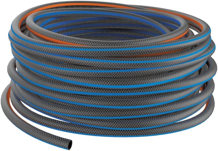 Fiskars Wasserschlauch XL 50 m, Schwerer Gartenschlauch für Gartenbewässerung, UV-beständig, Druckgeprüft, Hohe Verwindungssteifigkeit, 7 kg Kunststoff Wasserschlauch, Phthalatfrei, Ø 1,3 cm (1/2''), Schwarz/Orange/Blau