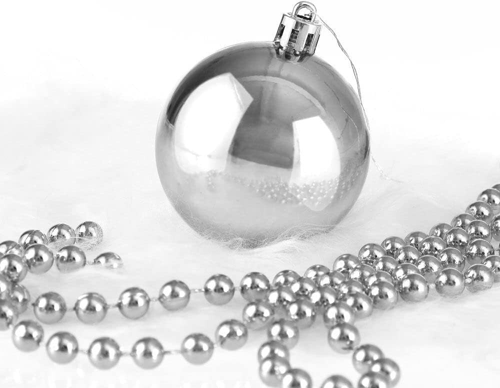 100tlg Christbaumschmuck Weihnachtskugeln Kugel Silber Weihnachtsdeko Tannenbaum